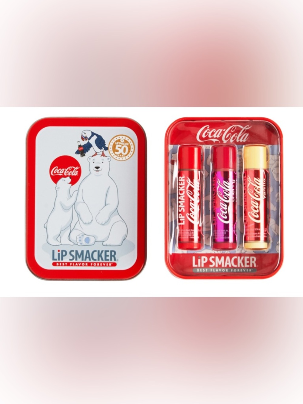 Lip Smacker x Coca-Cola Polar Bear 3-Piece Lip Balm Tin - Picture 3 of 3